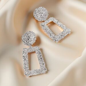 Silver Geo Statement Earrings